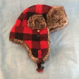 Plaid and Faux Fur Hat